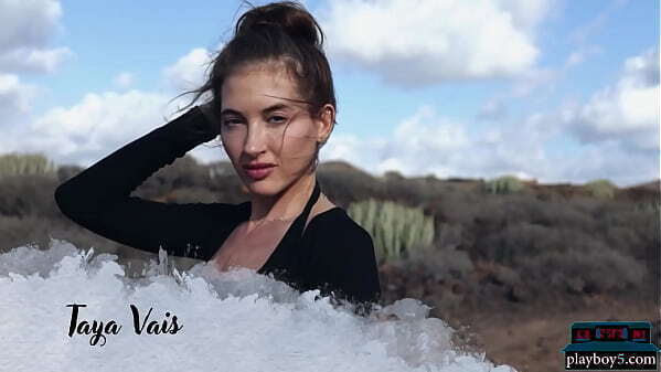 Skinny Russian MILF Taya Vais strips naked outdoor shows tight body