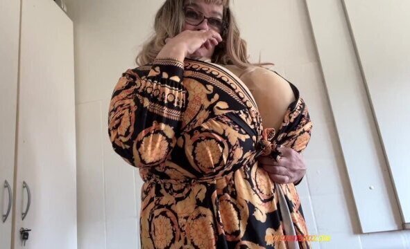 Naughty Granny Gilf stripping naked washroom showing huge