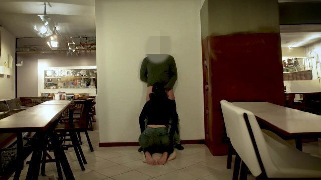 Married waitress sucks boss's dick after work.