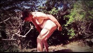 transvestite man fisting anal cucumber foret outdoors 13