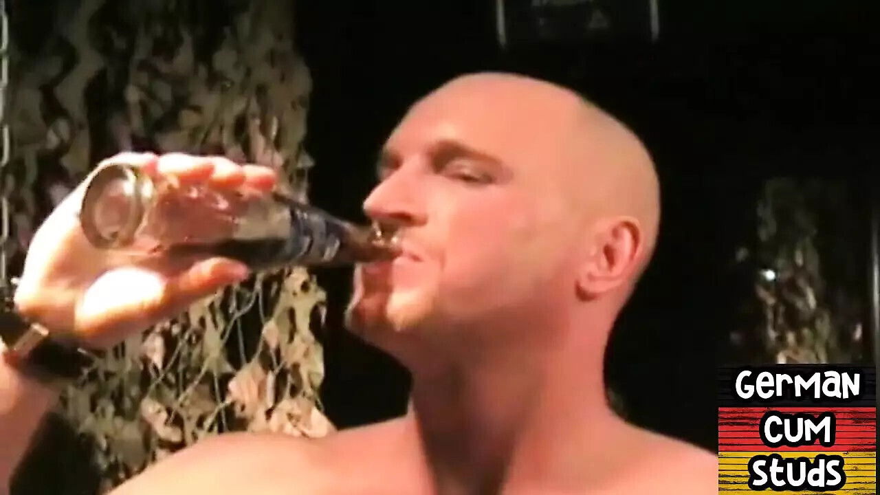 loving German stud with mask gangbanged sling