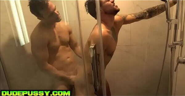 Trans Couple fuck shower @DudePussy.com