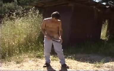 alone outside the cabin