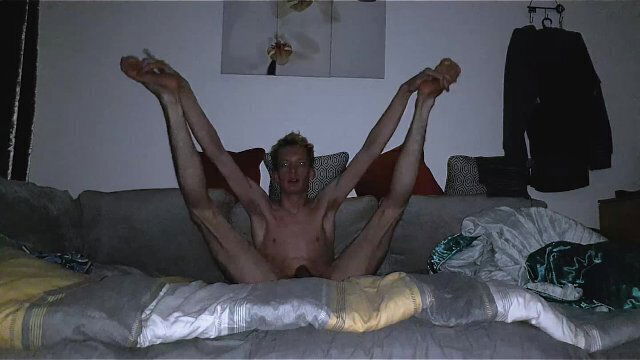 Skinny Blonde hair twig shows body jeans tests flexibility