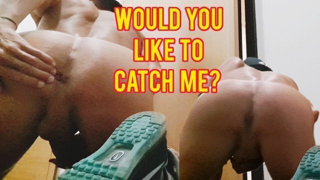 Jerking behind door Risky Would like catch