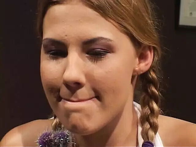 Slutty schoolgirl mini skirt deep throats horny teacher's desk