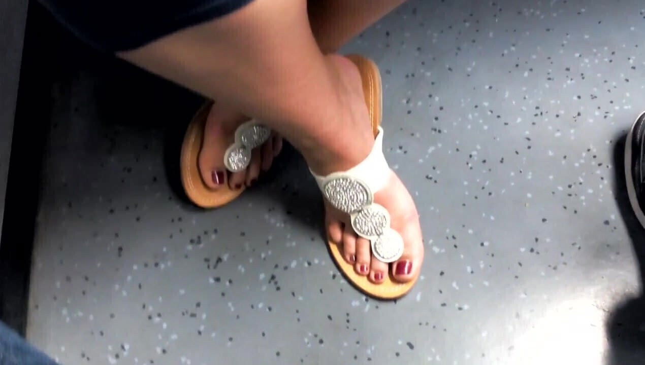 perfect soft feet from older girl in sandals