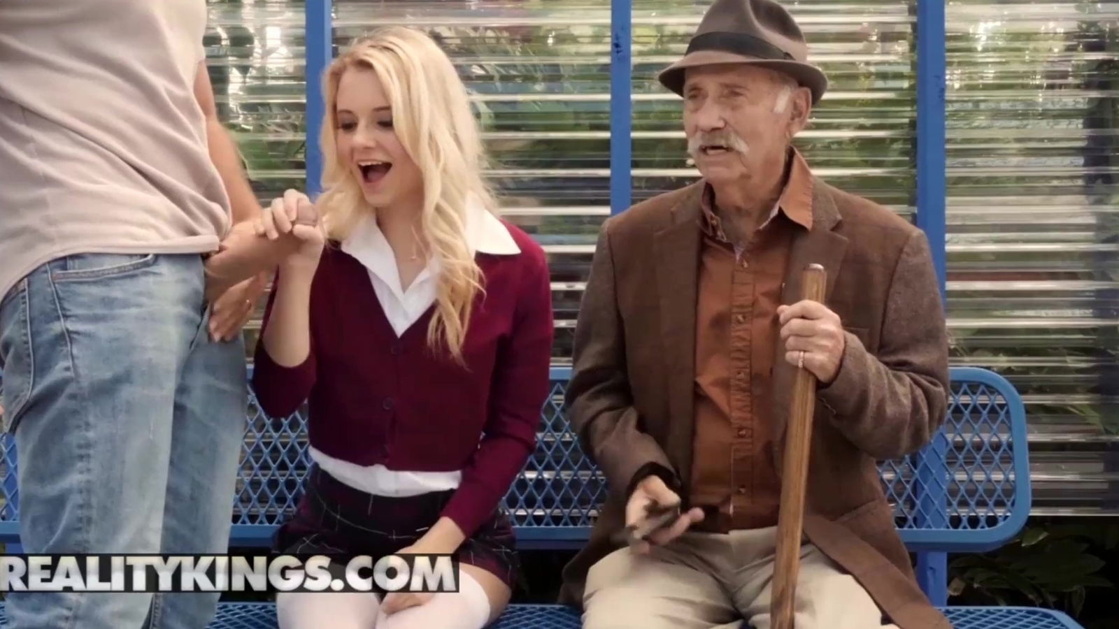 Petite bitch Riley Star publicly fucked stop presence elderly man.