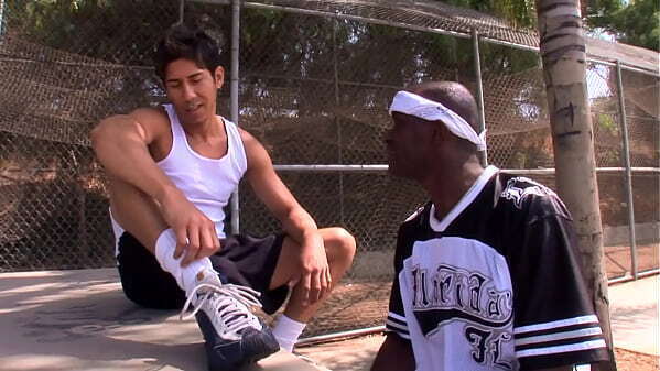 Young white twink gets asshole stretched black dick