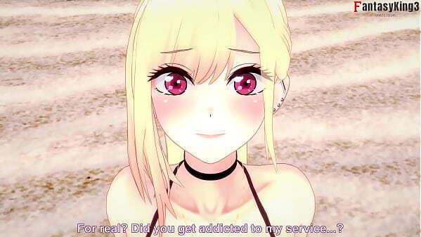 found Marin Kitagawa beach gives blowjob Sono Bisque Doll suru