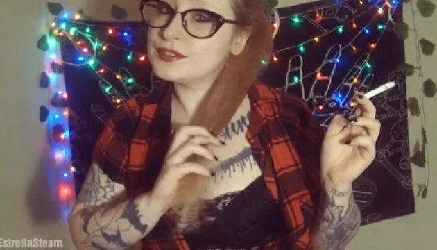 Smoking while brushing hair