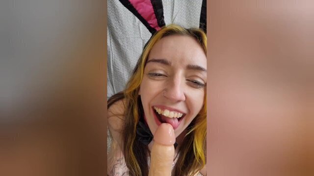 Teen PlayBoy Bunny Gives Head Halloween Party