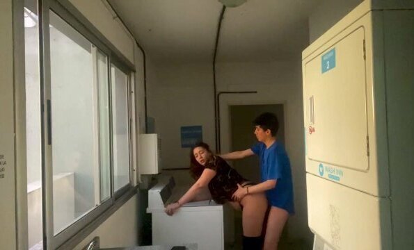 I found my slutty neighbor in the laundry room and I creampied her