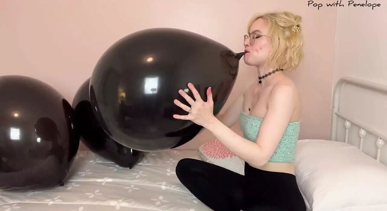 Blowing Three inch Black Balloons then Popping them!