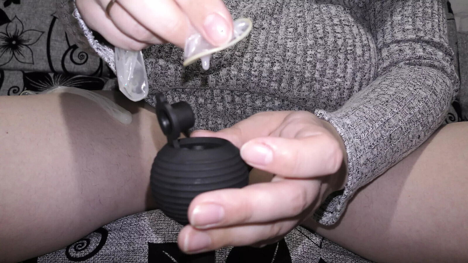 Cheating wife Milky Mari play with filled used condoms pussy real impregnation creampie