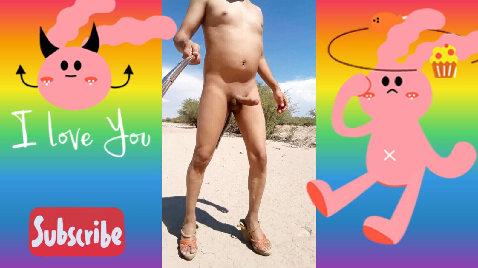 walking naked public trans with sandals plug very nalgona slut