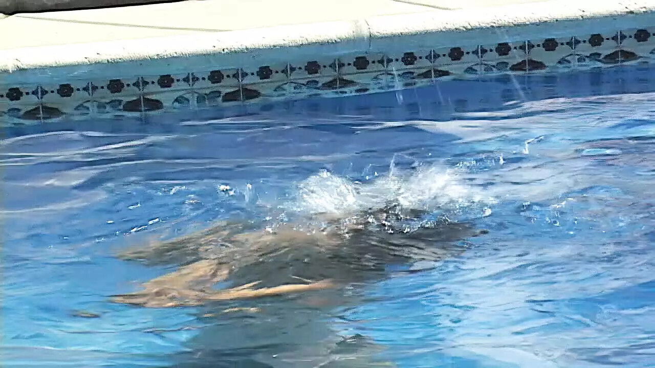 lesbian pool! licks cunt until