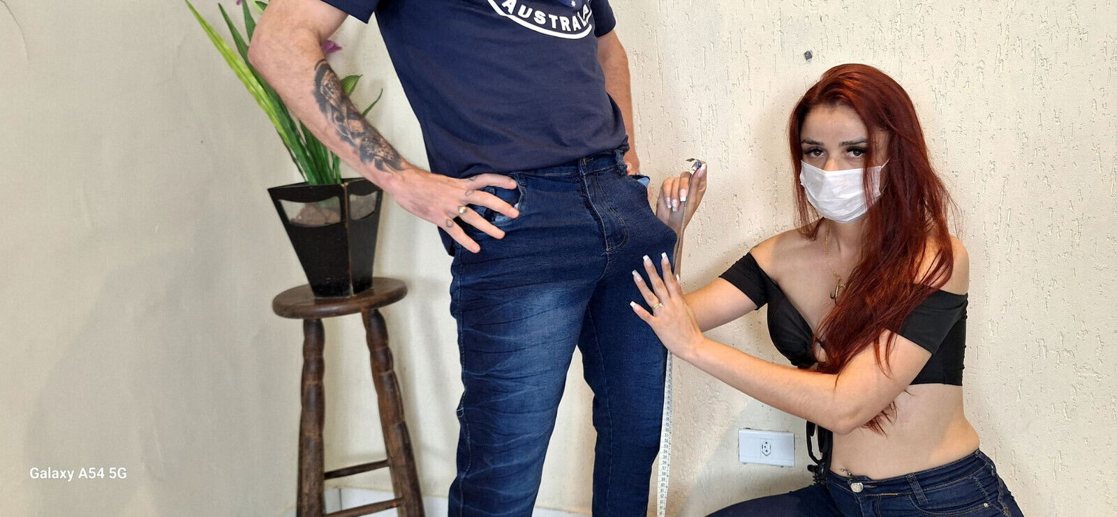 Naughty seamstress with client's