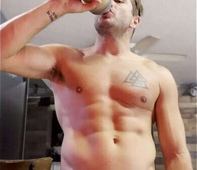 Drinking protein shake