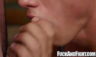 Tattooed guy James Huck barebacking fit buddy after training