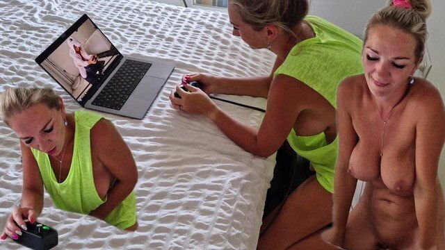 Wife watching Sybian video while using Sybian ends with huge body shaking orgasms