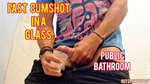 Fast Risky Cumshot glass public bathroom