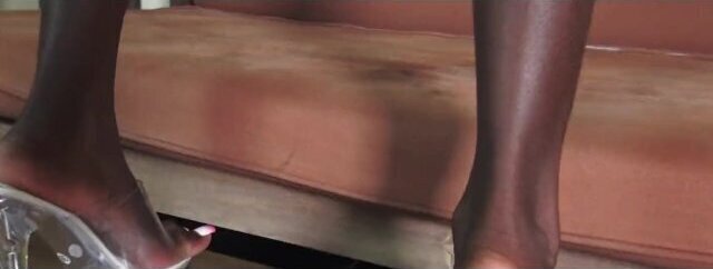 Ebony Glass Shoe Fetish Teasing Dancing