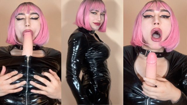 Gurl Dildo Blowjob with Fake Boobs