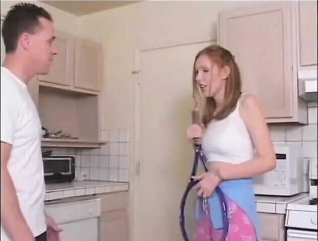 Curious redhaired Sally Rodeo takes some lessons tennis riding