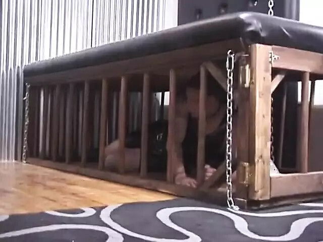 dominatrix paddles their captive's over table