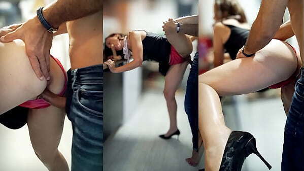 1669 (1127) Clothed Black Satin Dress &amp_ Pink Satin Panties, French Amateur Slut, Lingerie, Doggystyle, Heels, Panty Rubbing