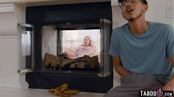 Blonde MILF Sadie Summer caught masturbating perving young virgin