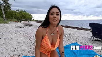 Insanely Latina Stepsis Rides Beach