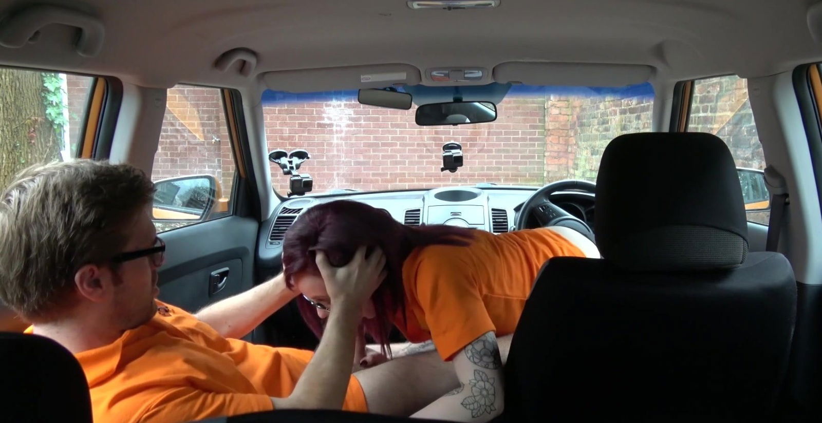 Tattooed slut with glasses pleases Ryan