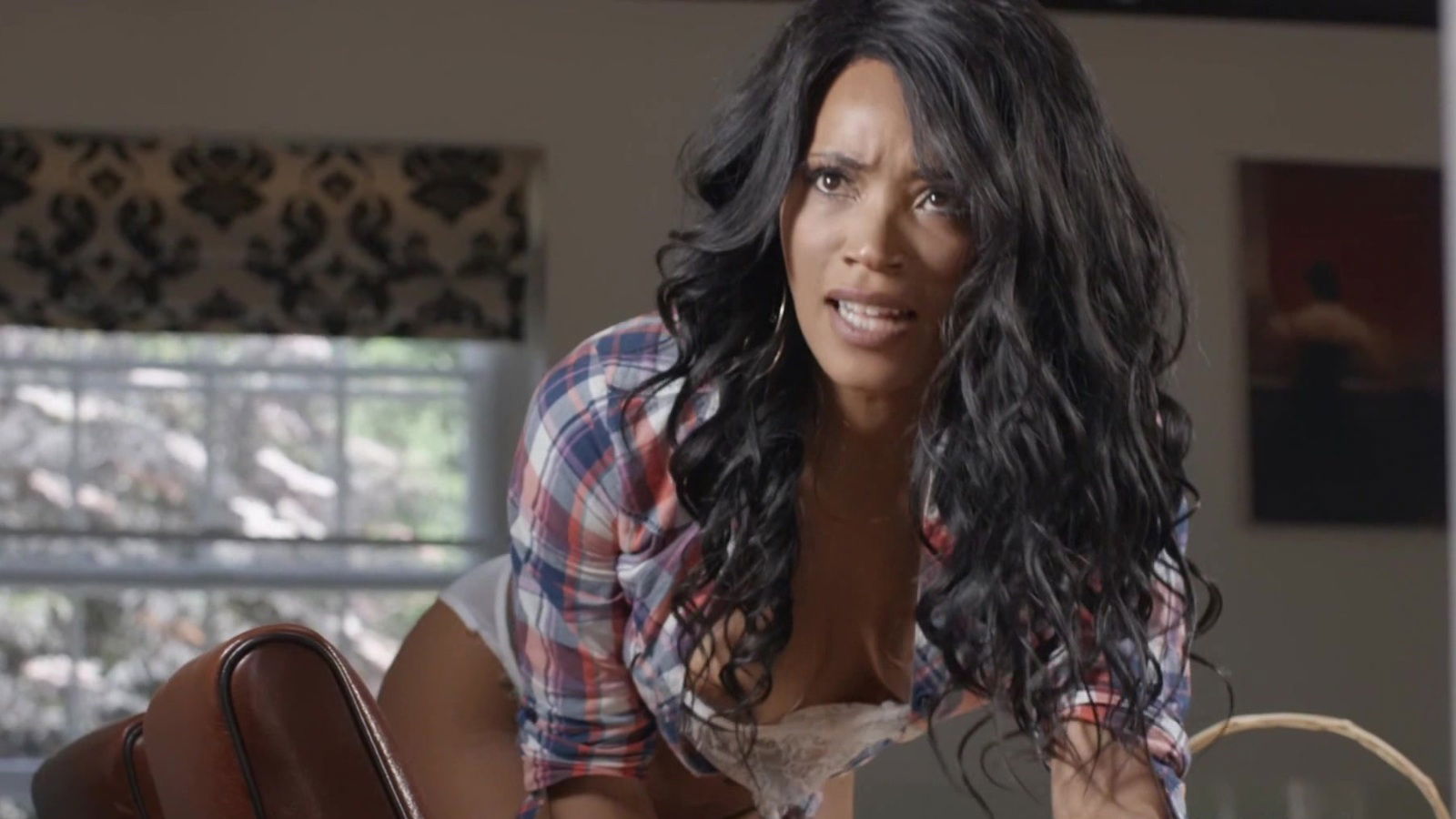 Gorgeous ebony gets caught masturbating fucked hard