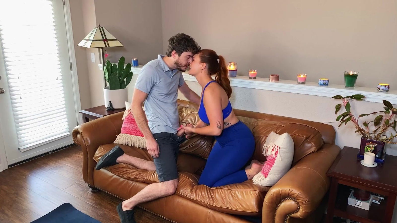 Horny damsel Siri Dahl gets fucked leather couch