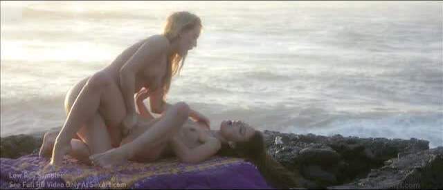 Beautiful girls Lorena Morena Whitney Conroy make lesbian love ocean rocks