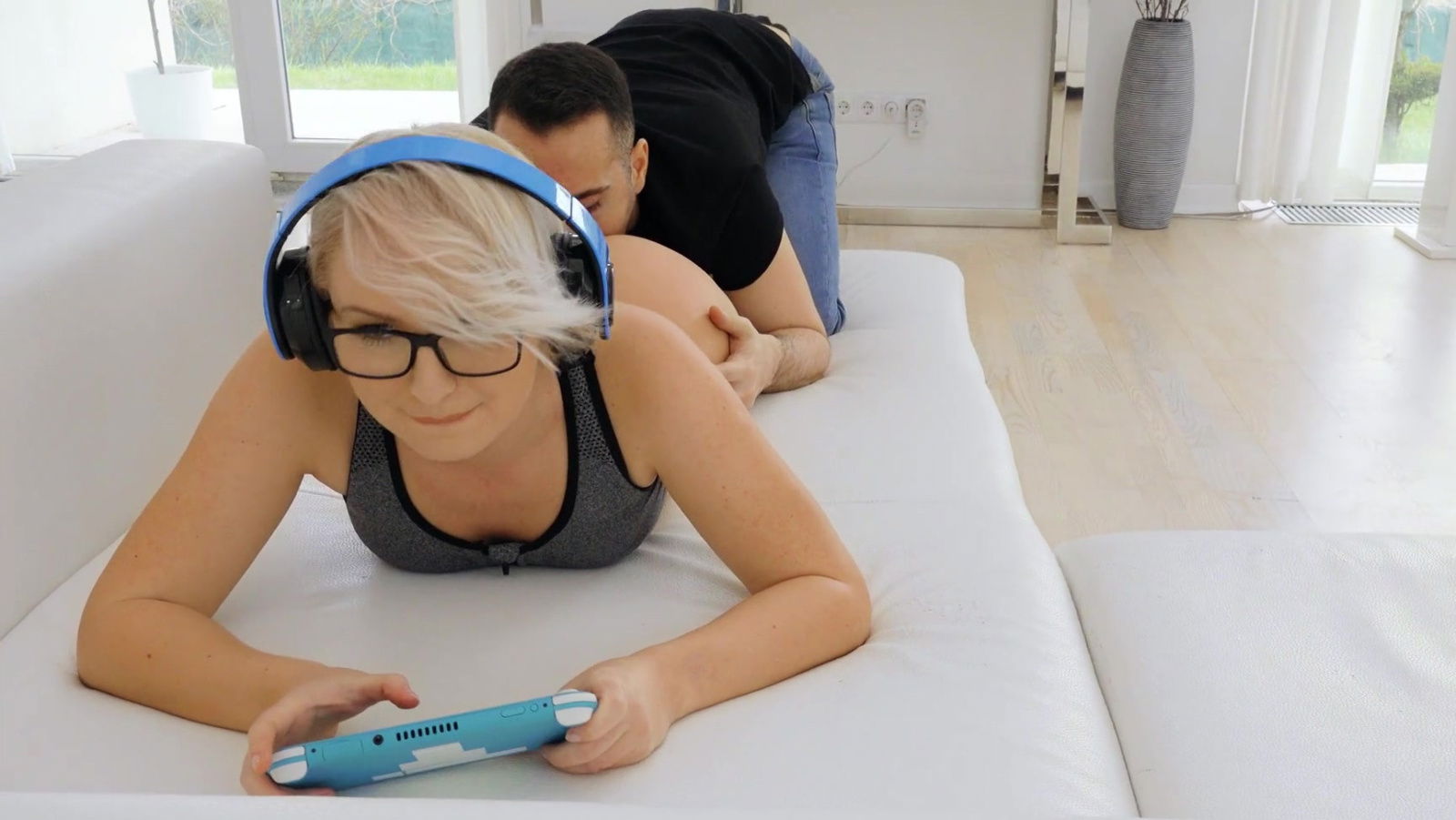 Blonde gamer Kittina Clairette gets fucked hard