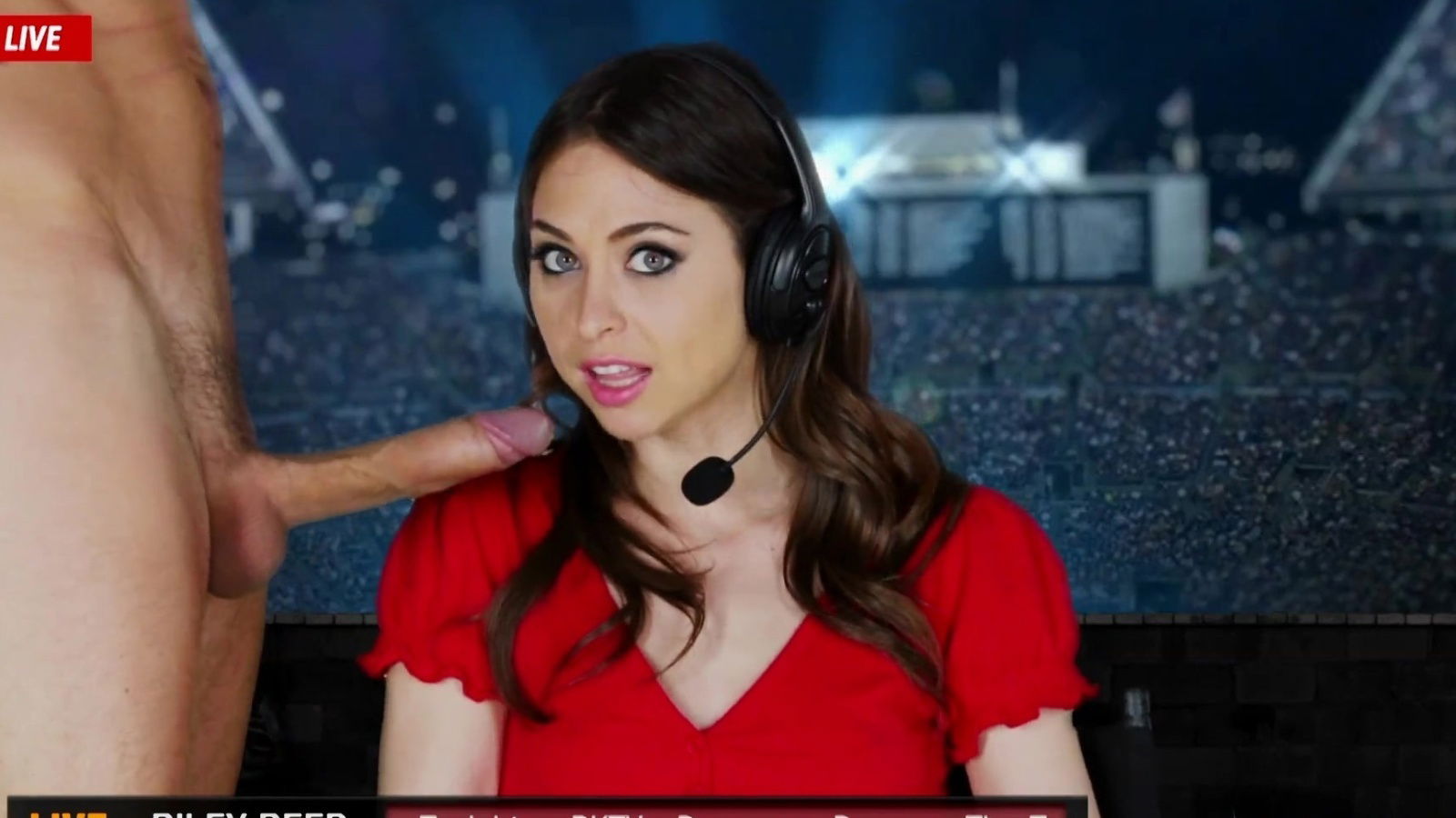 Riley Reid facefucked & pussy stuffed during a live broadcast