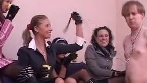 Four russian mistress ballbusting ashtray slave