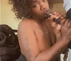 NASTY LITTLE EBONY STEPSISTER SUCKING 11INCH BEFORE STEPMOTHER COMES HOME