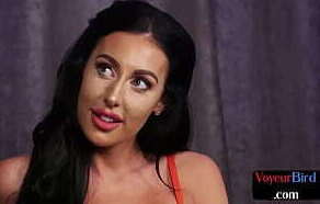 Naked voyeur babes in heels teasing wanker who wanks on them