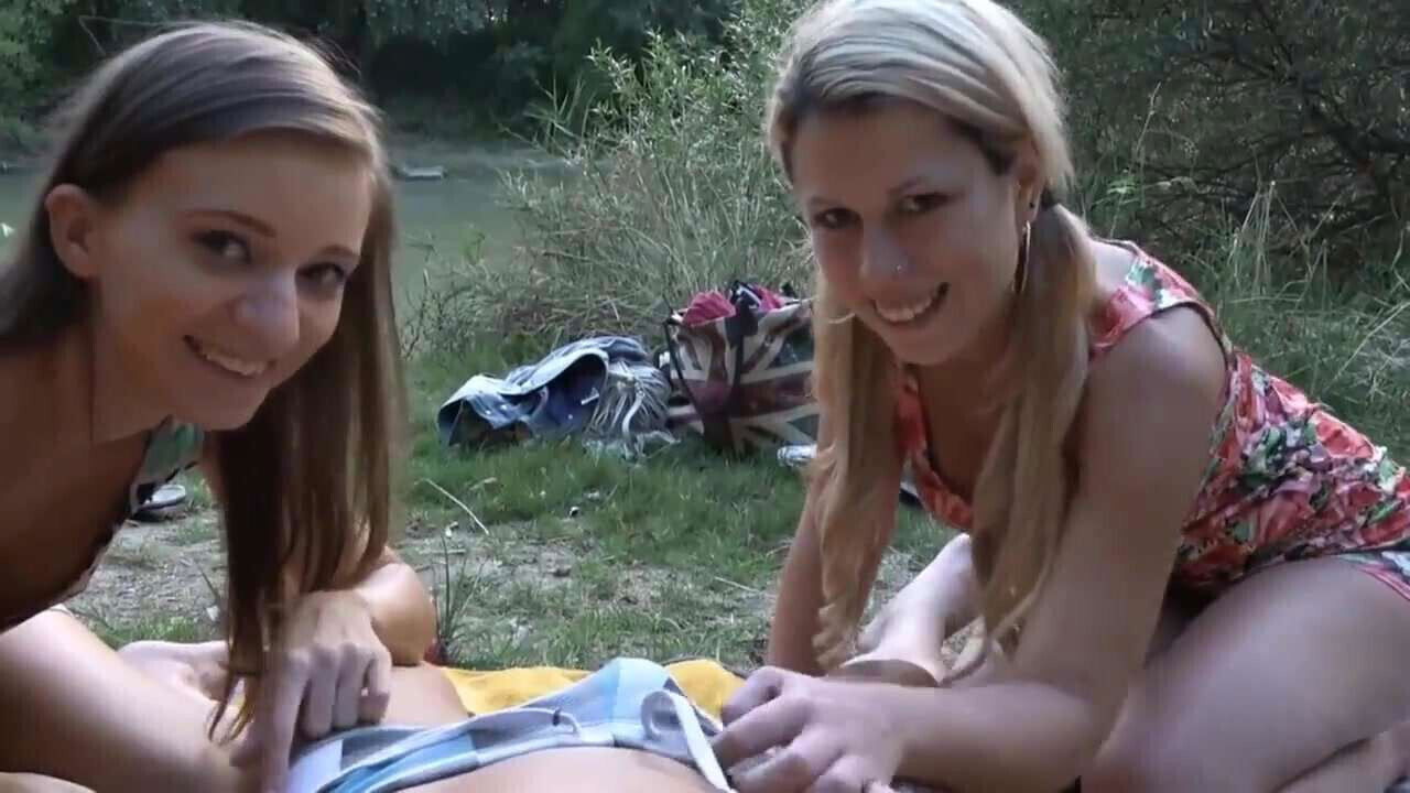 anxious girls came sunbathe