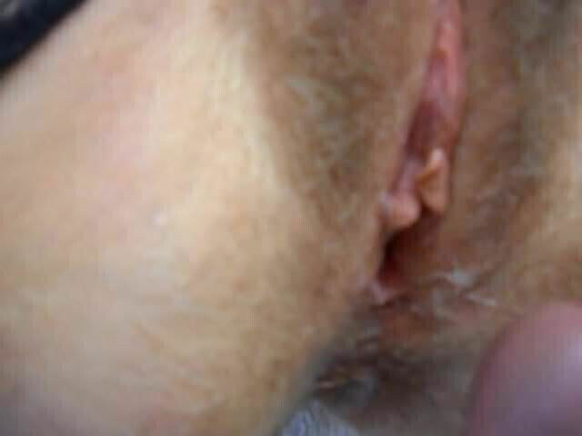 wife spreads tight hairy cunt for cum