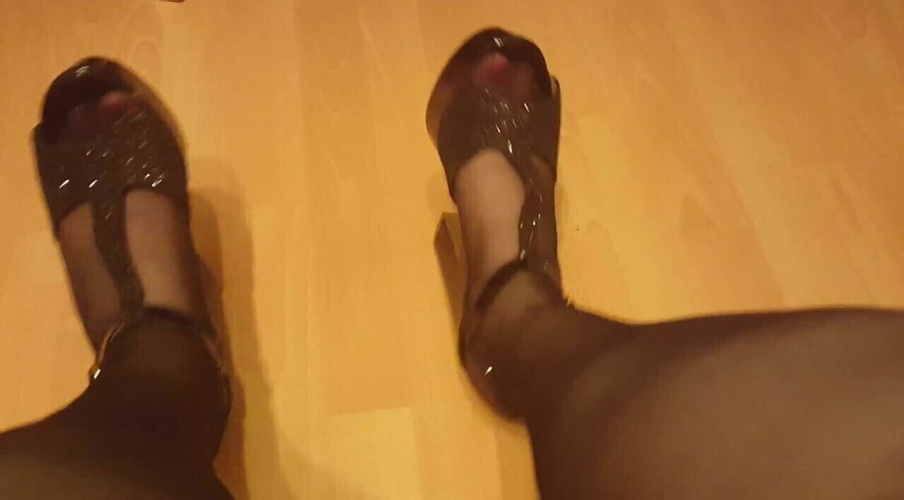 Showing of my stockings and heels hehe 