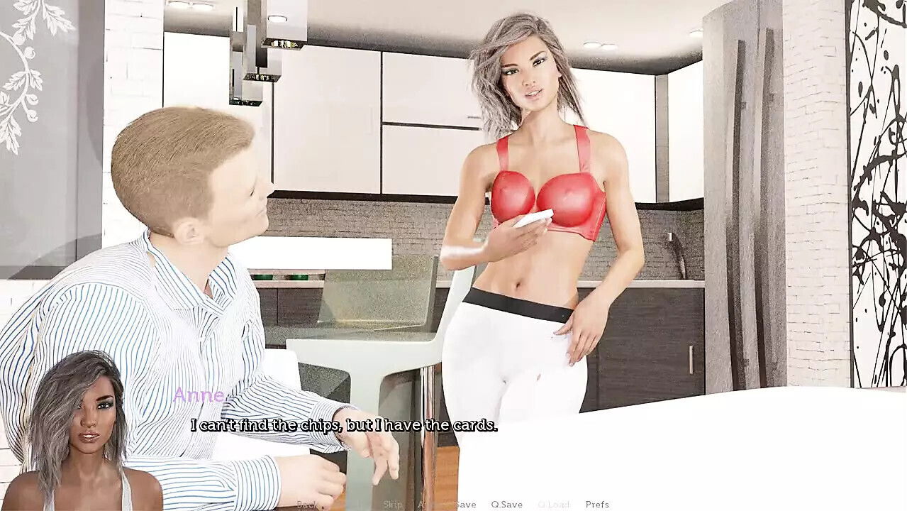 adventurous couple: cuckold husband wife friend playing strip poker