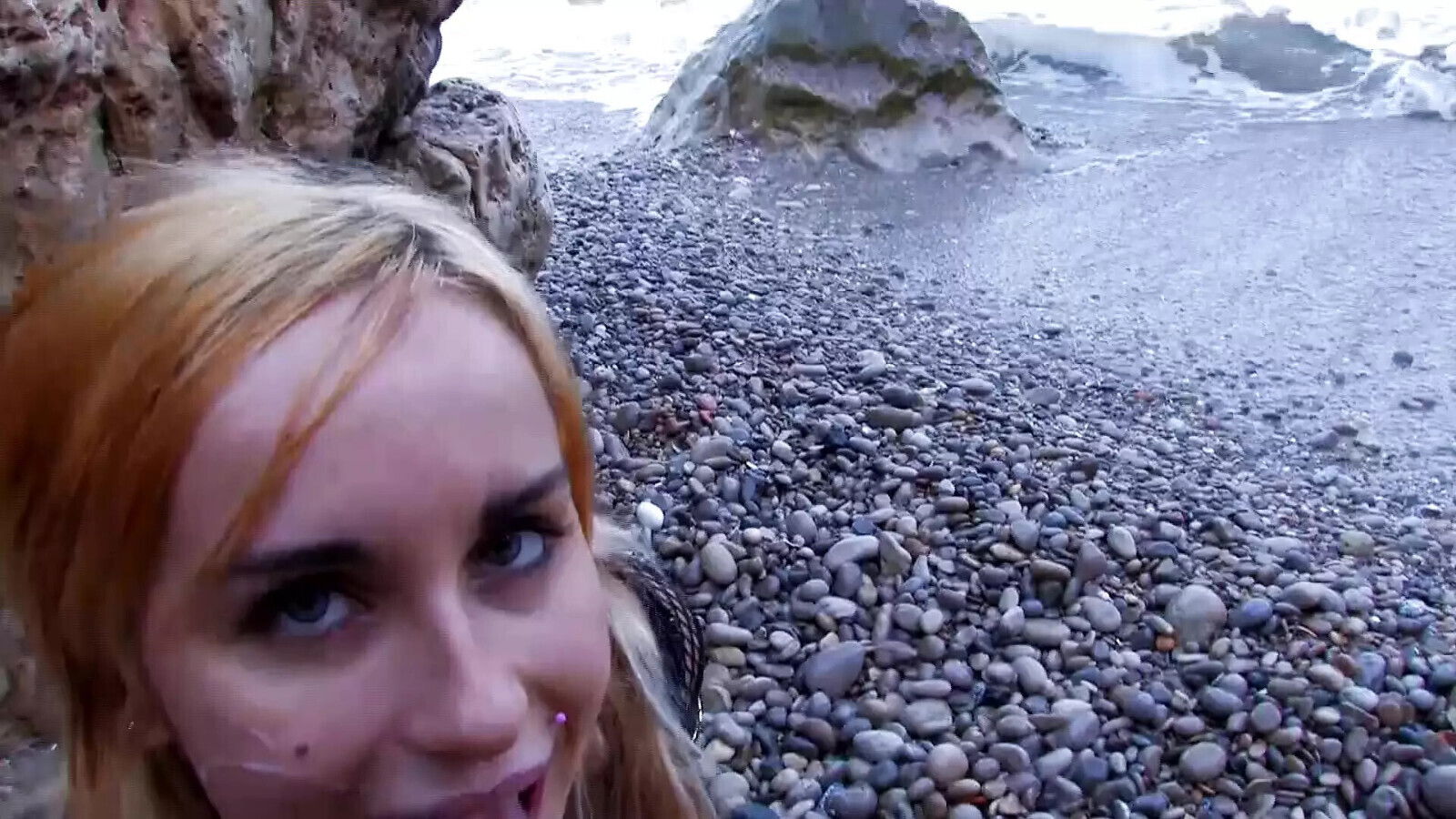Horny German blonde giving holes wild fucker beach