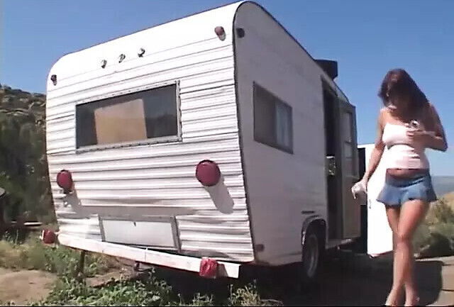 Three lesbo milfs fuck with strap toys outside their trailers