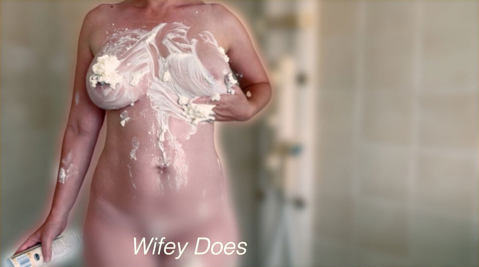 Wifey covers herself whipped cream wants lick