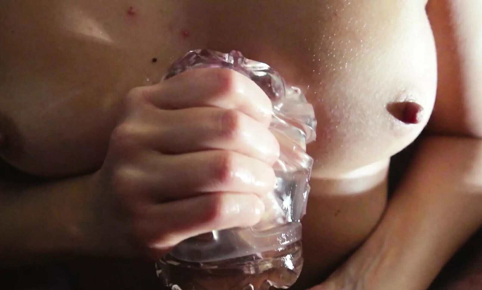 sweet handjob with flashlight before going sleep